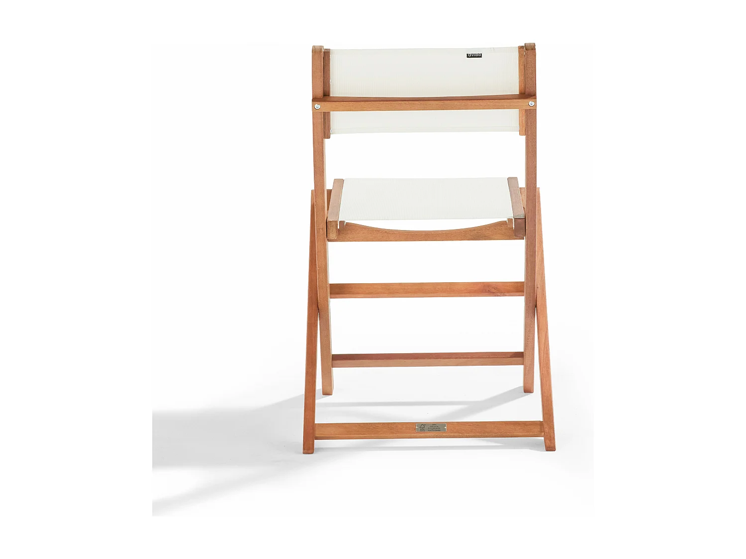 Lot de 2 chaises pliantes en bois d'eucalyptus et textilène blanc