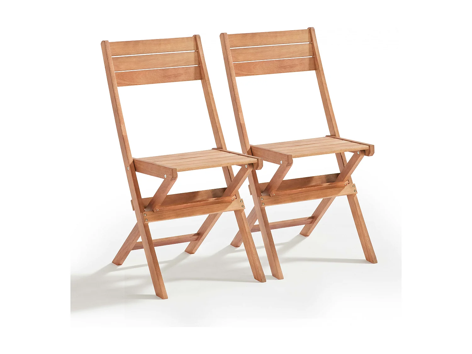 Lot de 2 chaises pliantes en bois d'eucalyptus