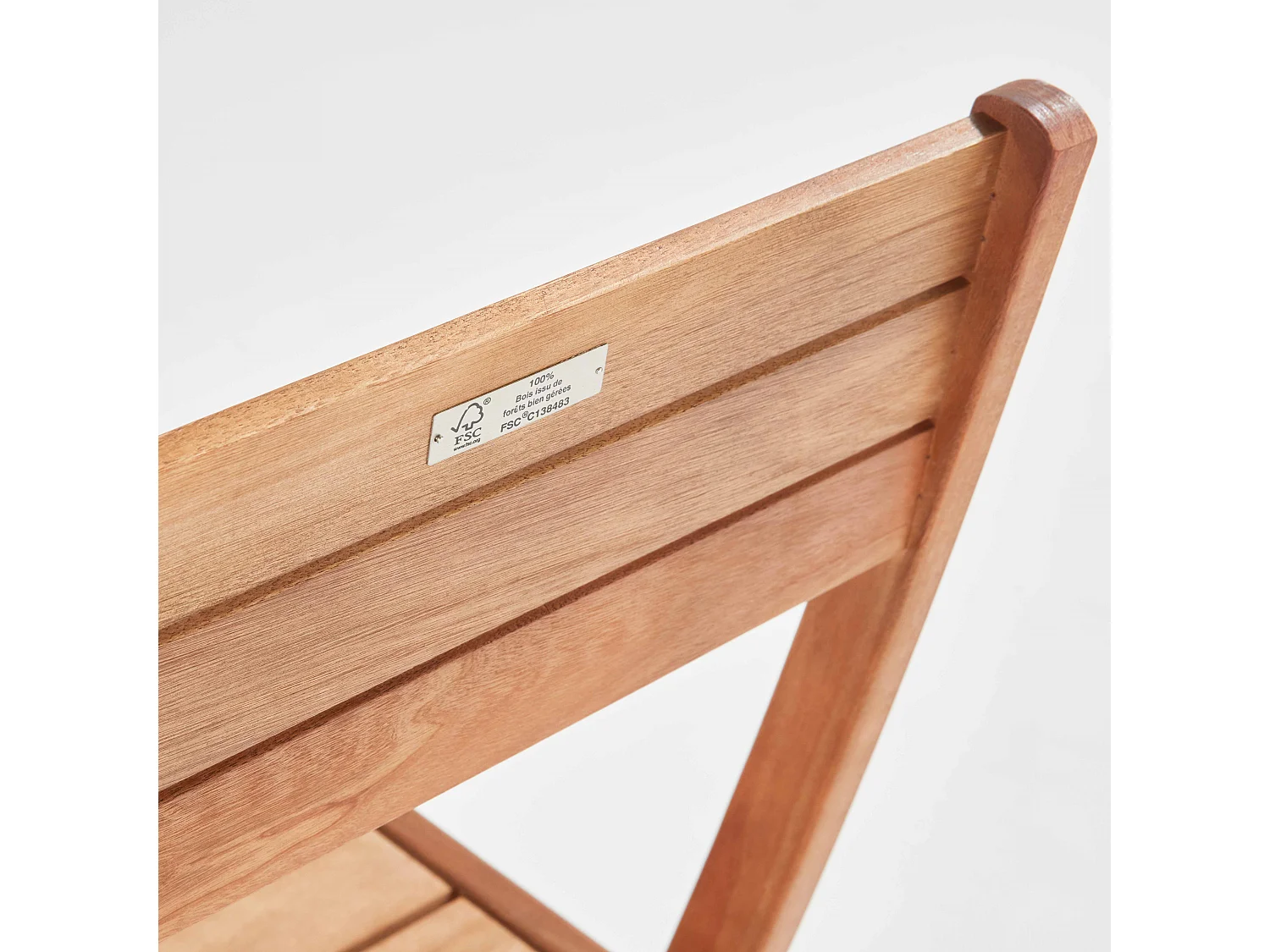 Lot de 2 chaises pliantes en bois d'eucalyptus