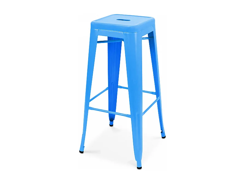 Tabouret de bar en métal bleu mat