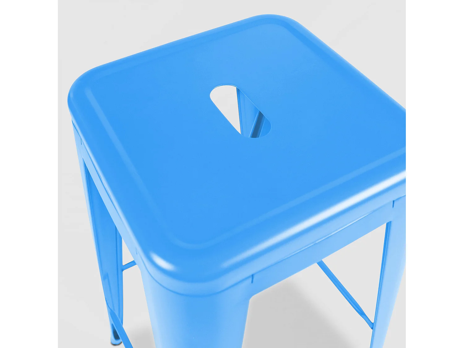 Tabouret de bar en métal bleu mat