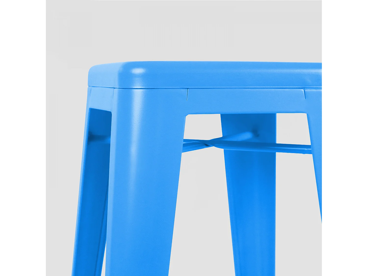 Tabouret de bar en métal bleu mat