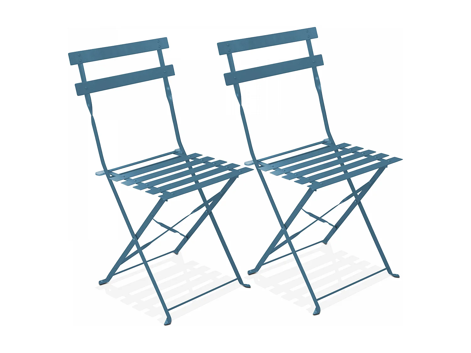 Lot de 2 chaises pliantes en acier bleu pacific