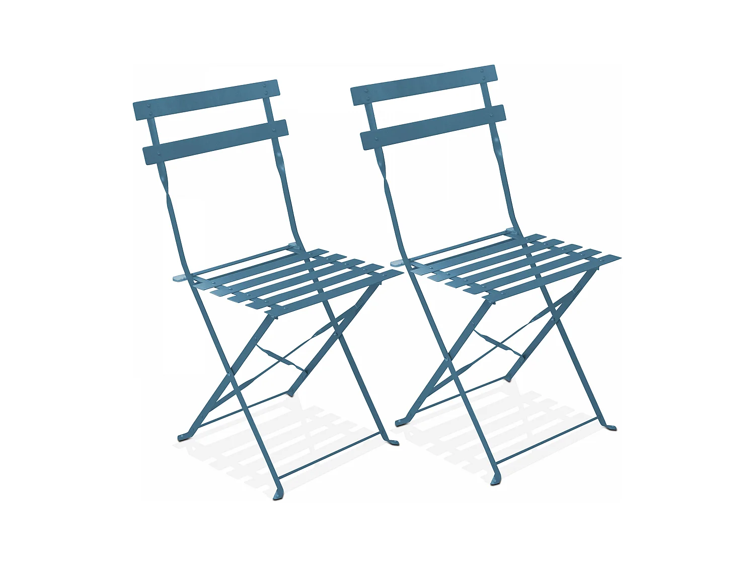 Lot de 2 chaises pliantes en acier bleu pacific