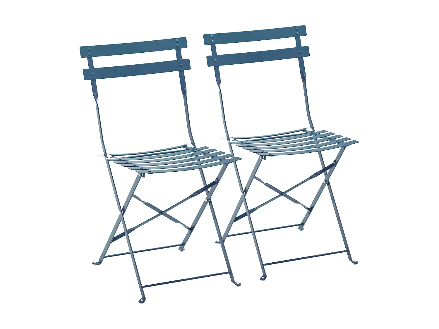 Lot de 2 chaises pliantes en acier bleu pacific