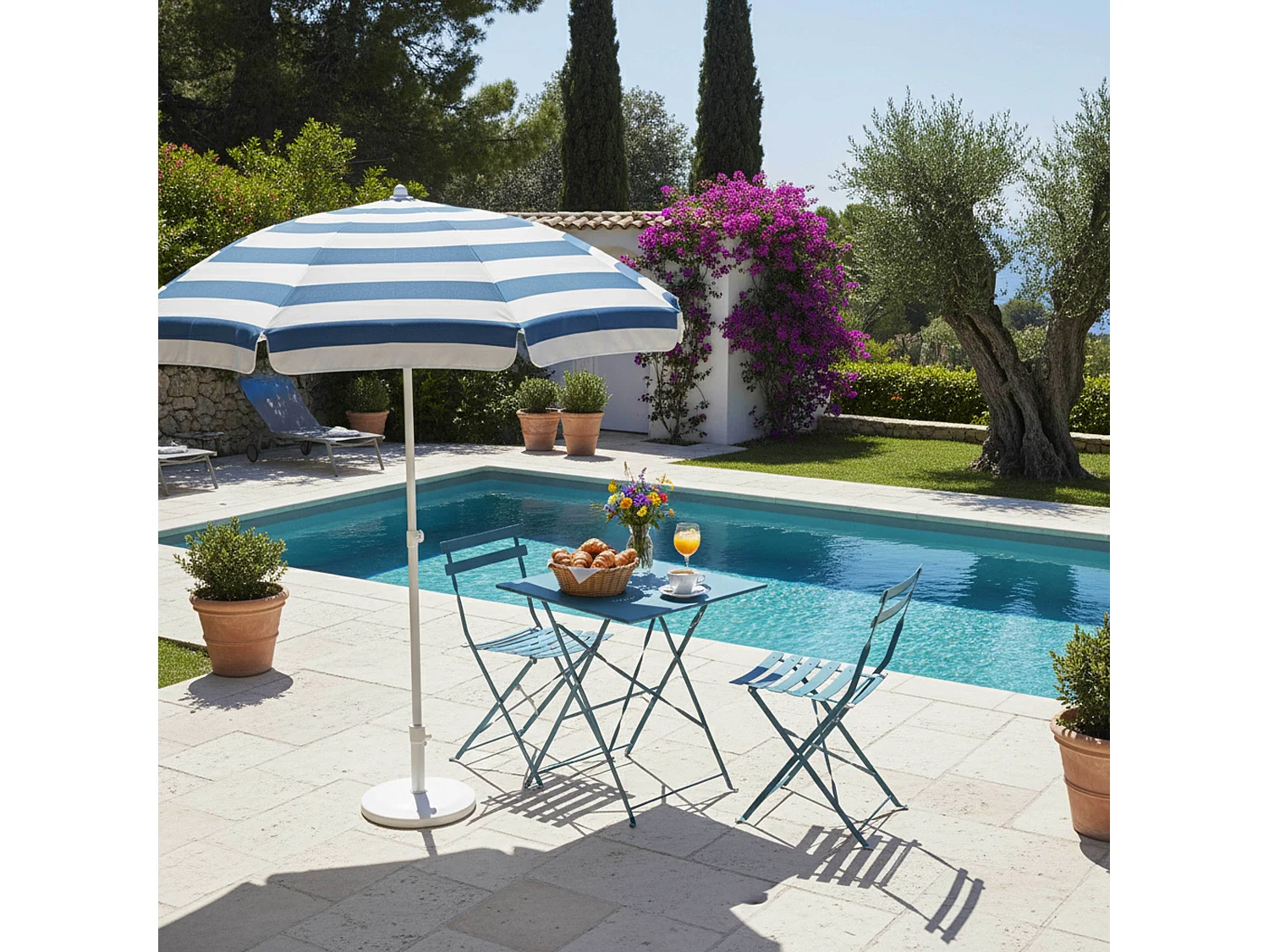 Lot de 2 chaises pliantes en acier bleu pacific