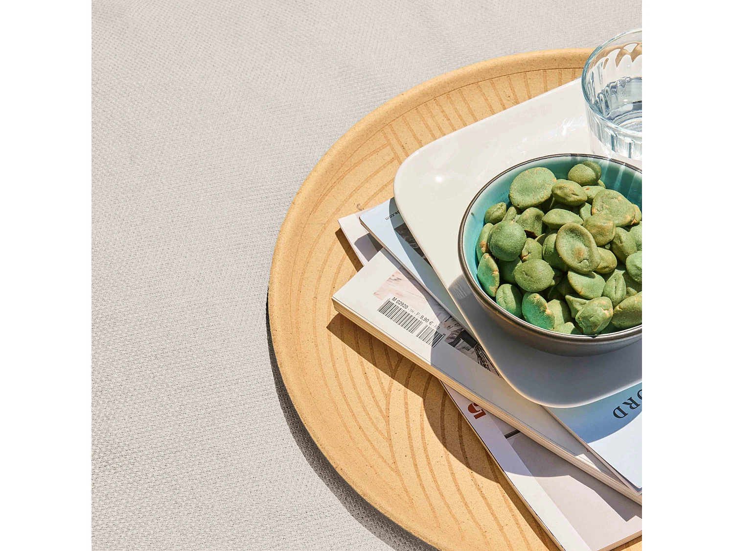 Pouf de jardin pour canapé modulable beige