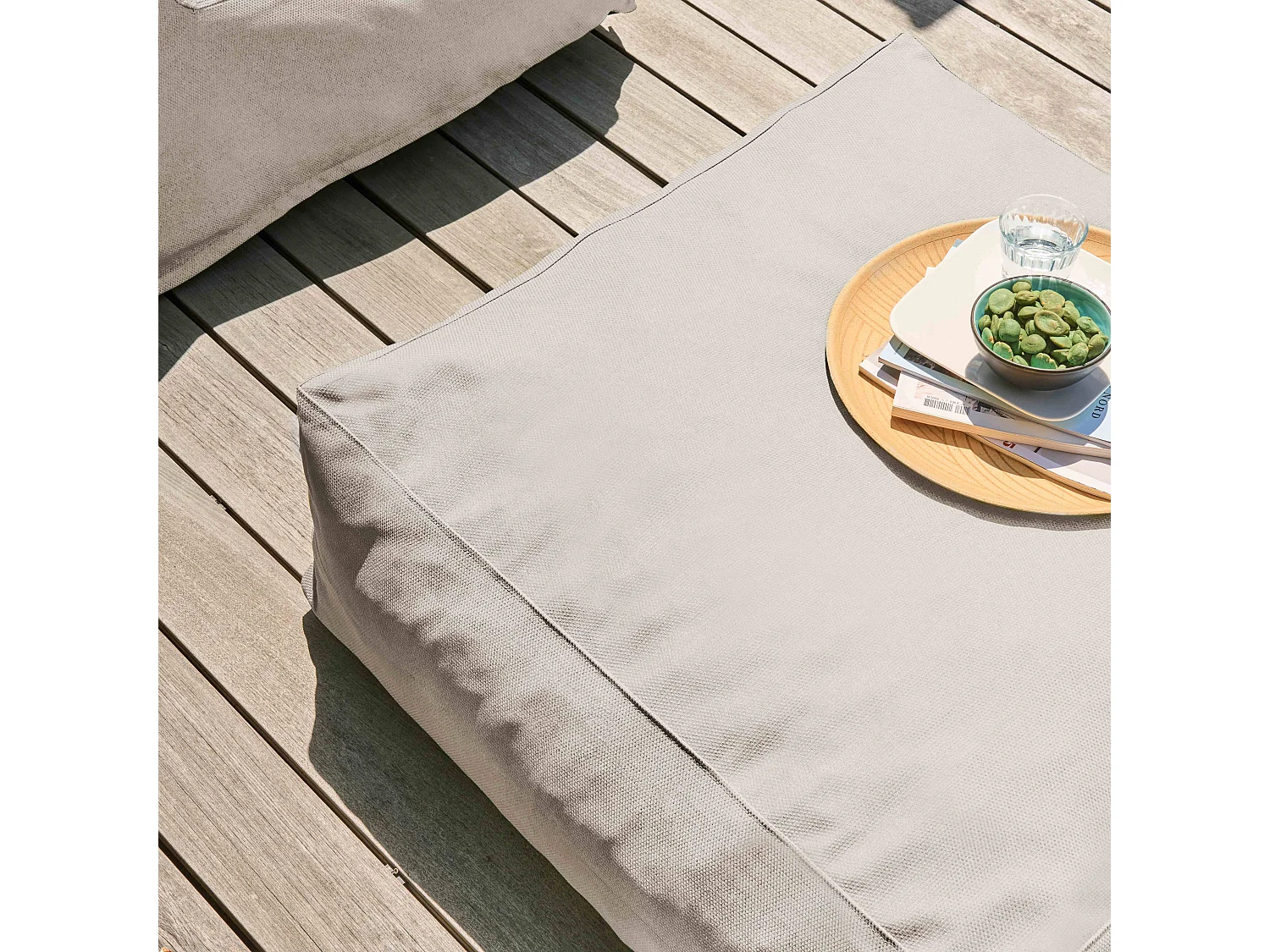 Pouf de jardin pour canapé modulable beige