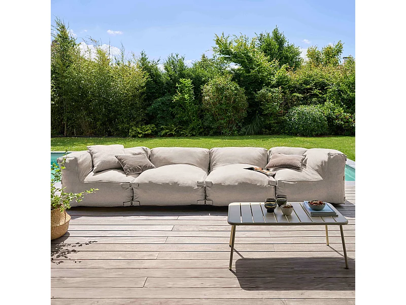 Canapé de jardin modulable 4 places beige