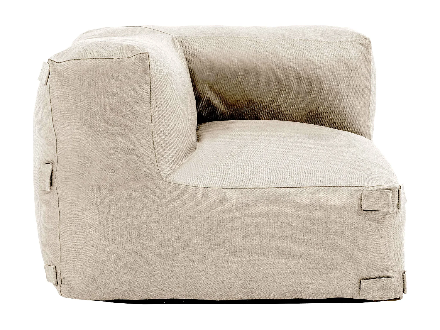 Modulaire hoekbank met 5 fauteuils, 2 hoeken en 1 zandkleurige poef