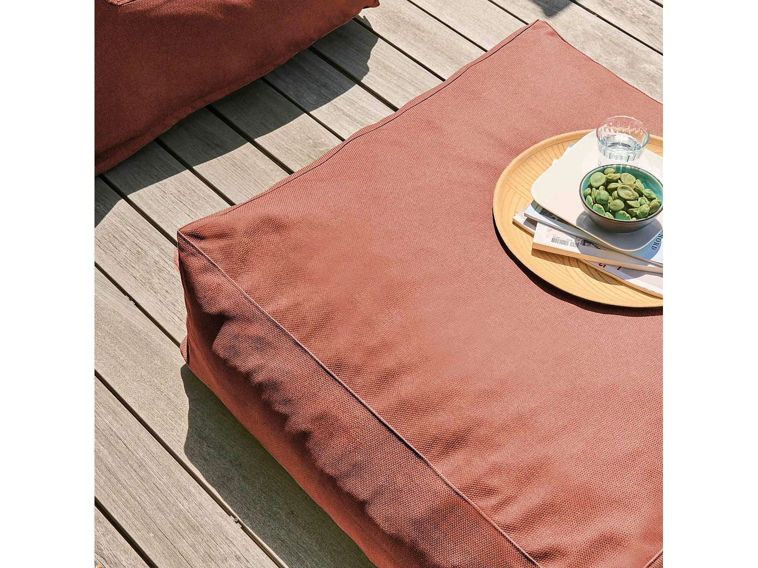 Pouf de jardin pour canapé modulable terracotta