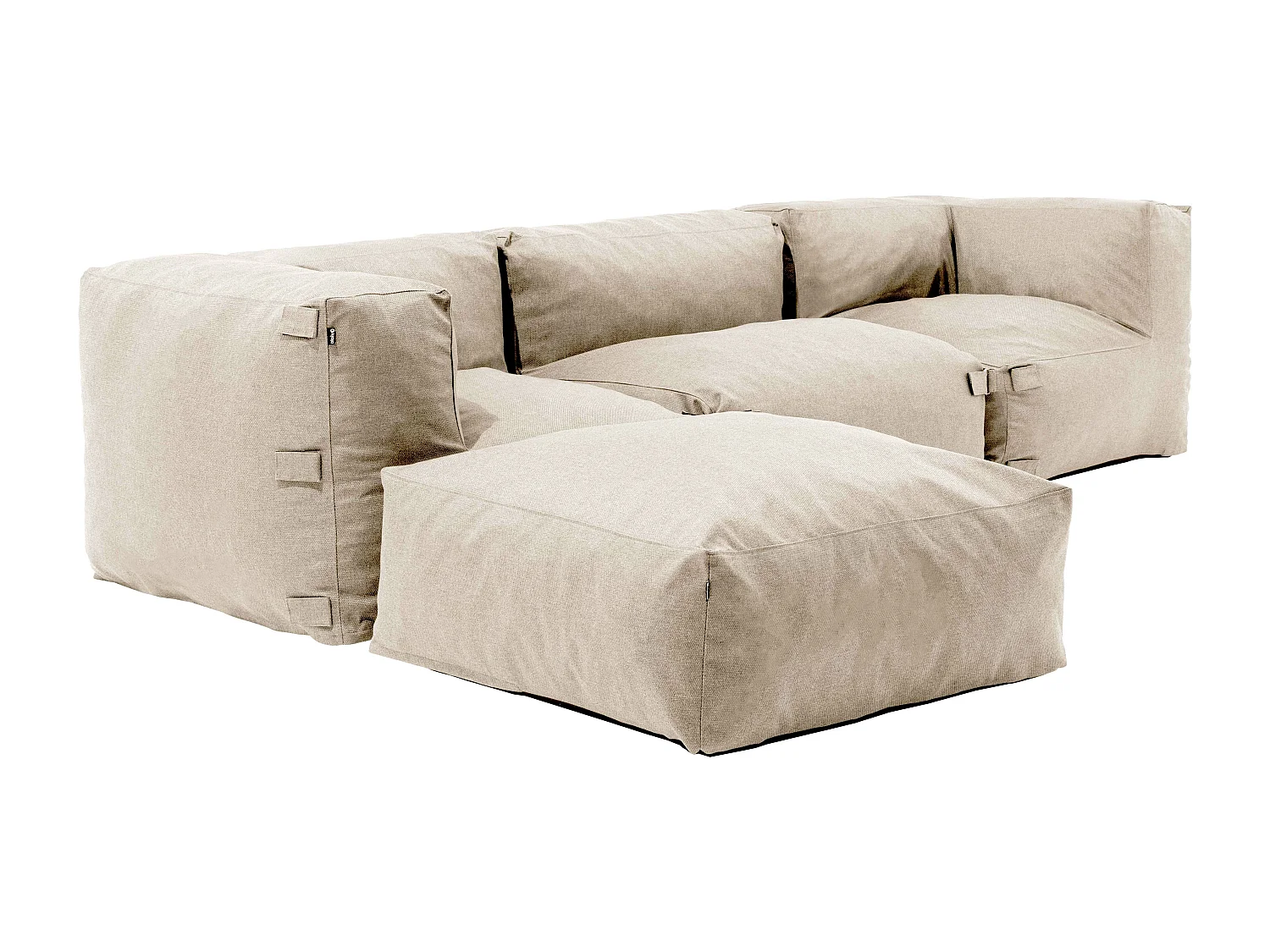 Canapé d'angle de jardin modulable 4 places beige