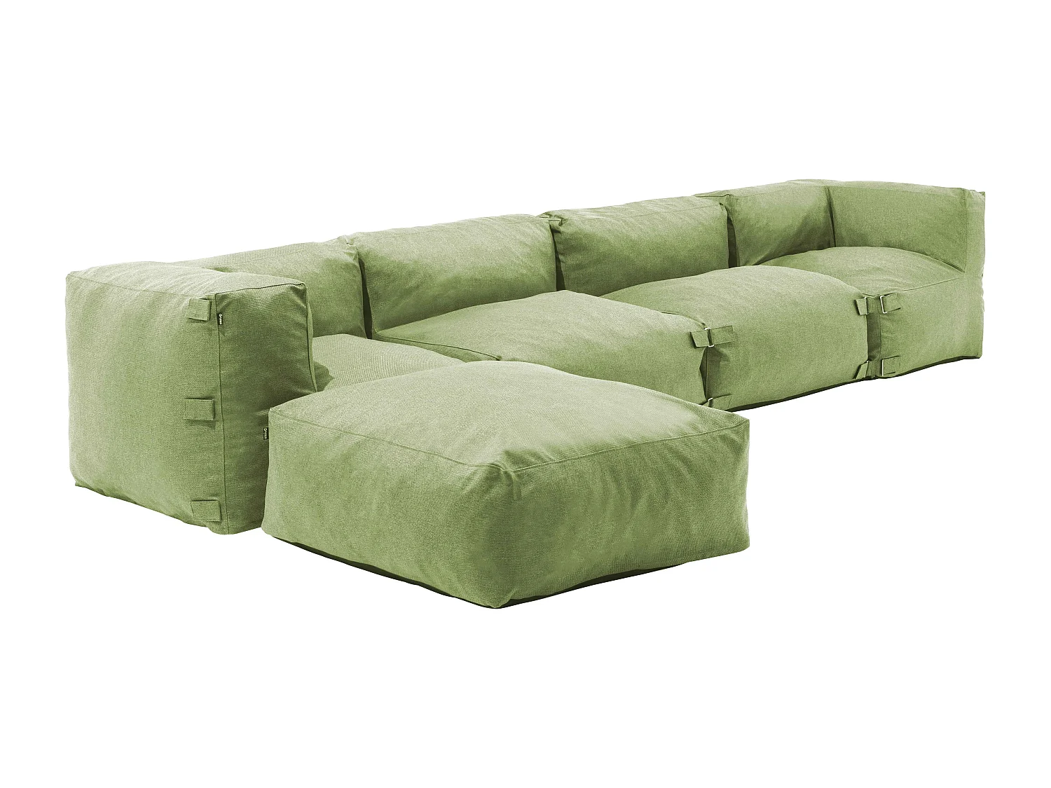 Canapé d'angle de jardin modulable 5 places vert cactus