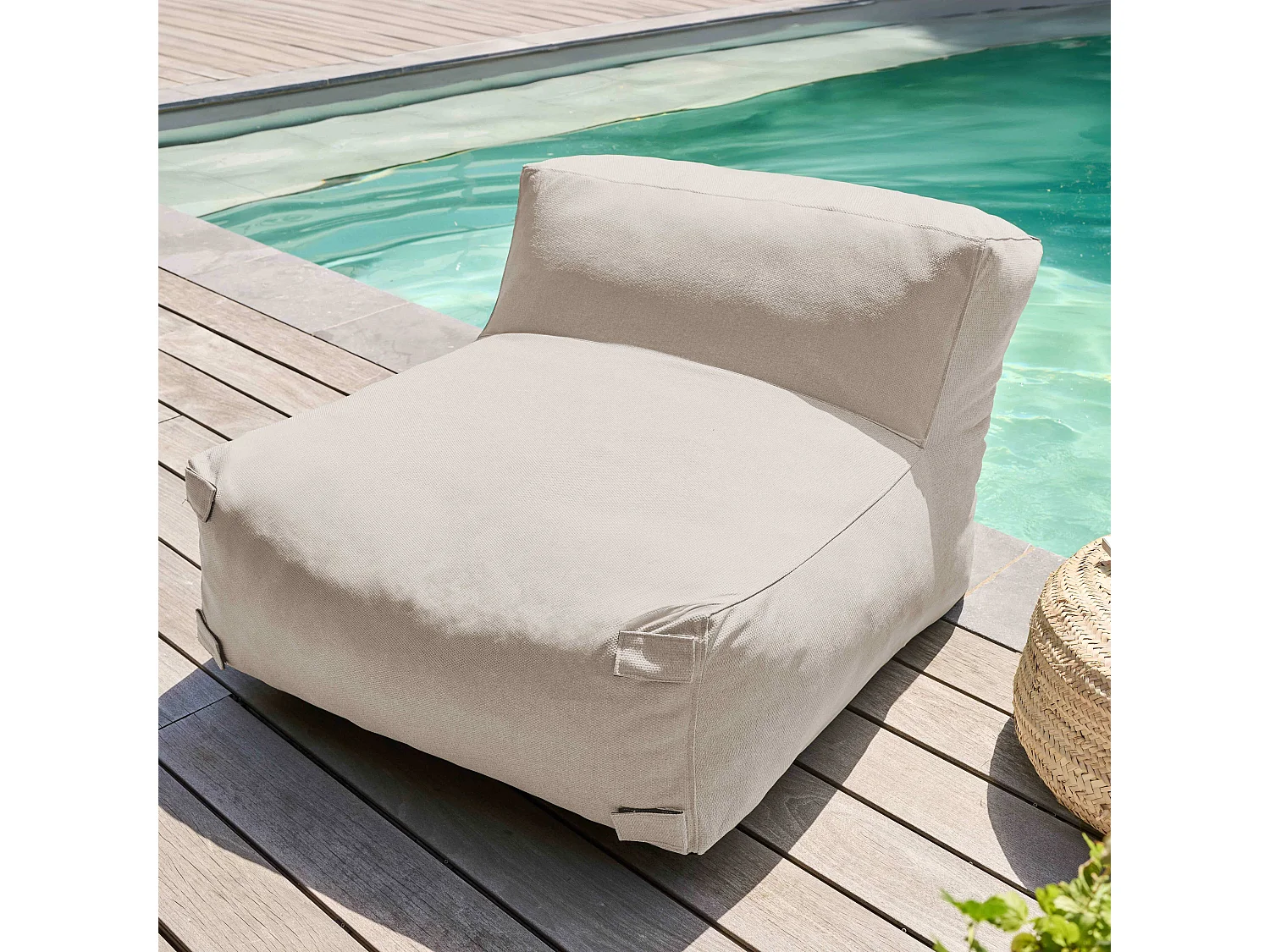 Canapé d'angle de jardin modulable 5 places beige