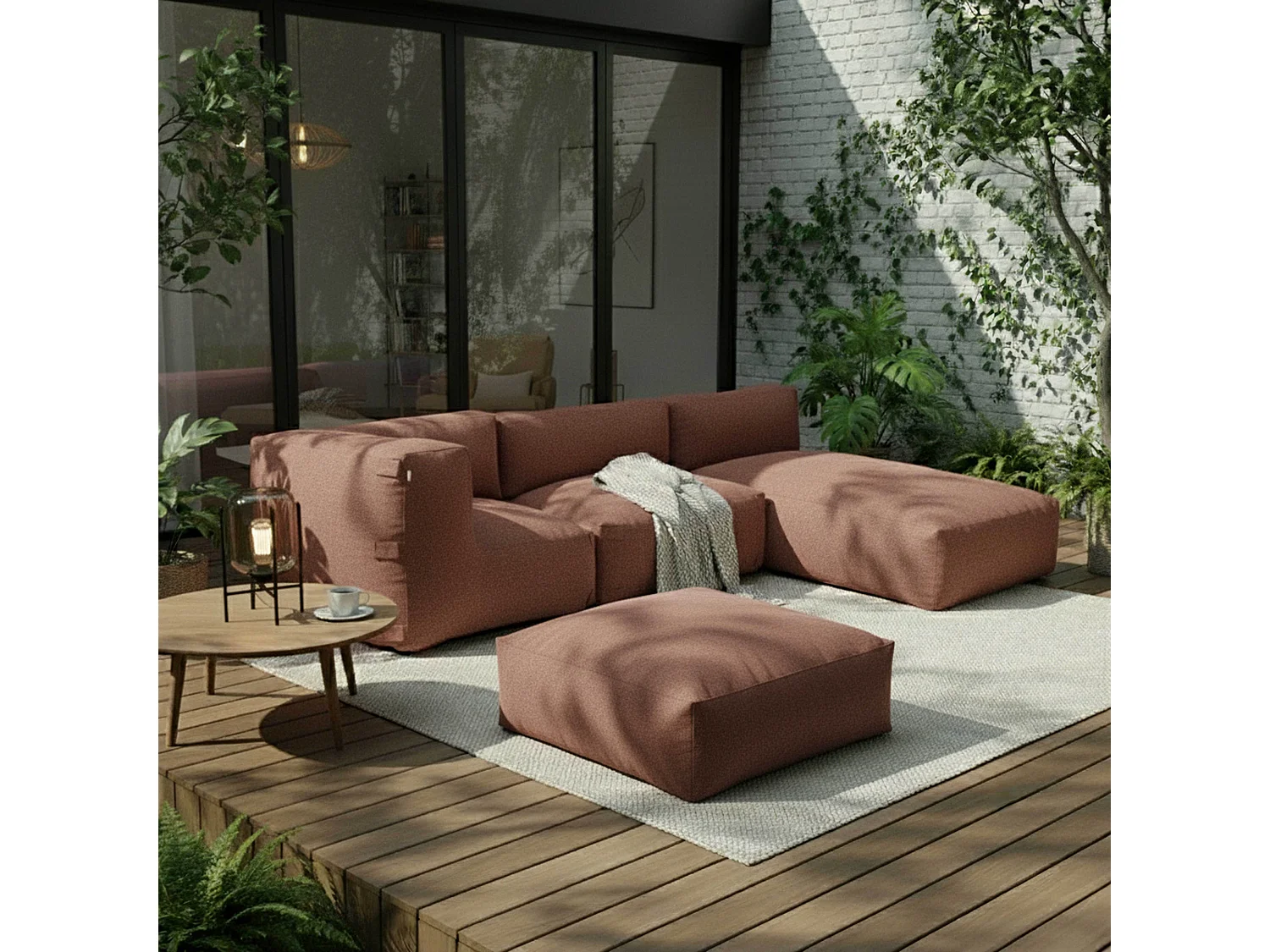 Fauteuil de jardin pour canapé modulable terracotta