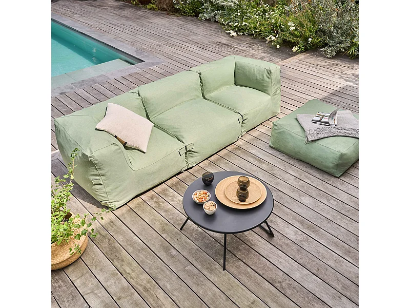 Canapé d'angle de jardin modulable 4 places vert cactus