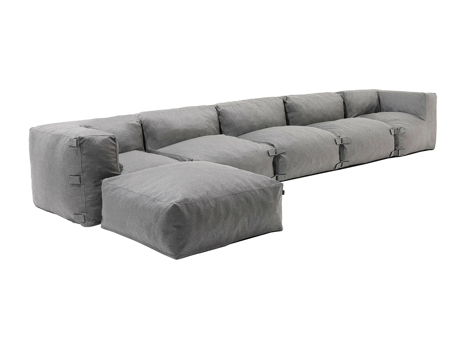 Canapé d'angle de jardin modulable 6 places gris