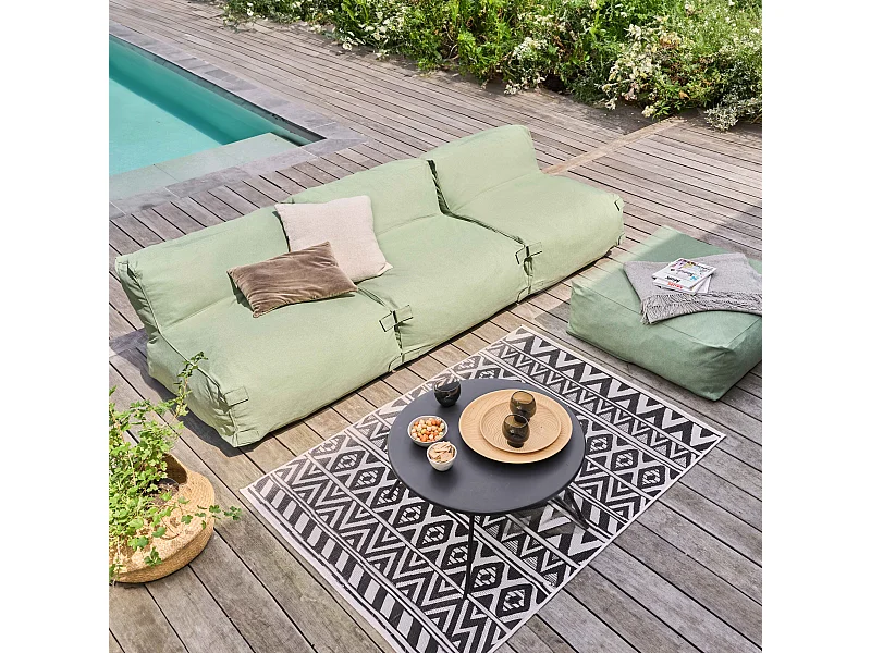 Modulaire vaste hoekbank met 3 fauteuils en 1 cactus poef