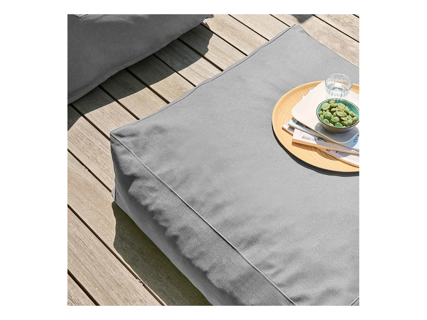 Pouf de jardin pour canapé modulable gris