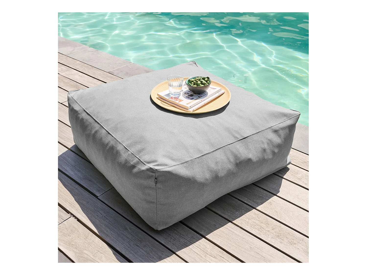 Pouf de jardin pour canapé modulable gris