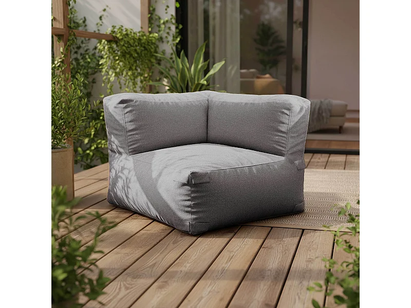 Fauteuil d'angle pour canapé modulable gris