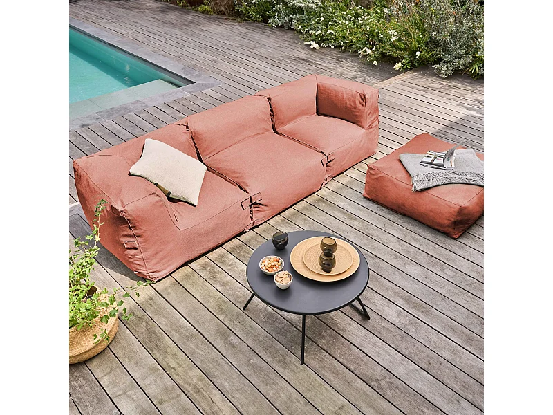 Canapé d'angle de jardin modulable 4 places terracotta