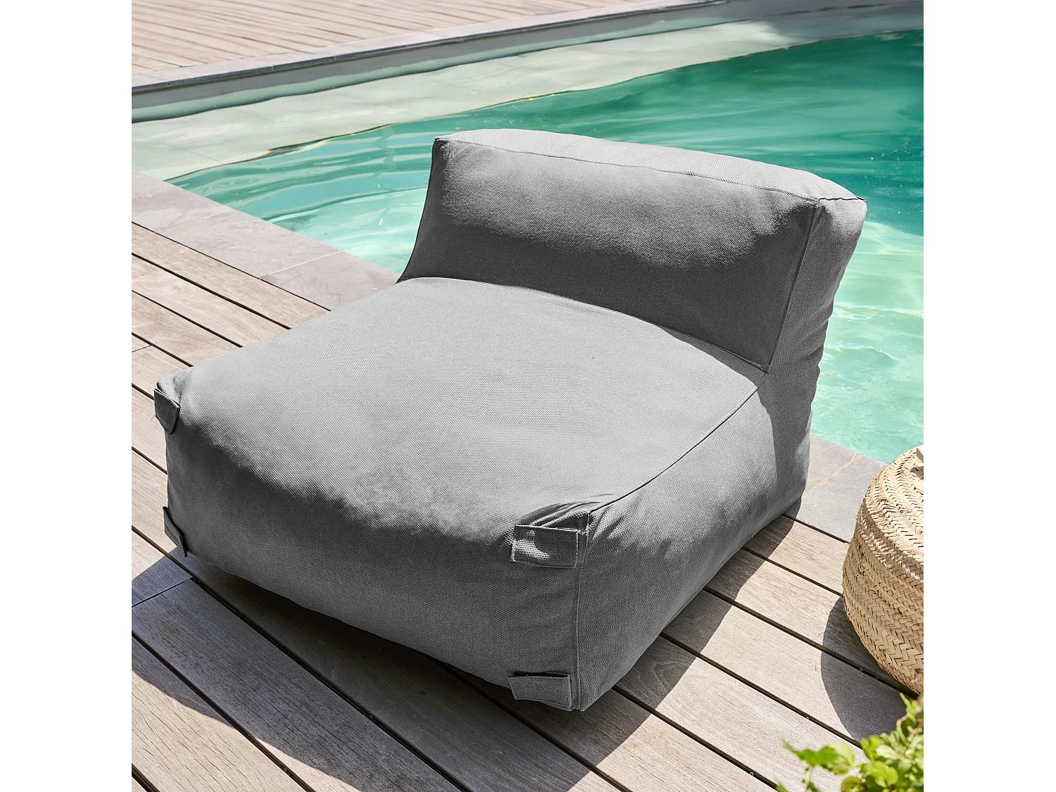 Canapé de jardin modulable 4 places gris