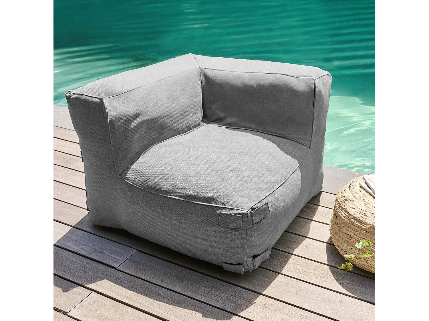 Canapé de jardin modulable 4 places gris