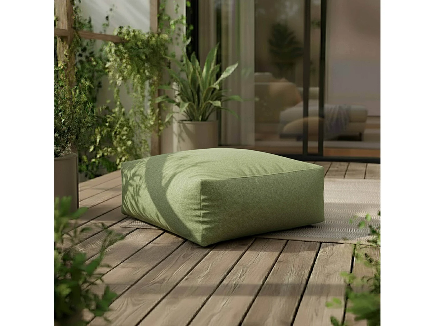 Pouf de jardin pour canapé modulable vert cactus