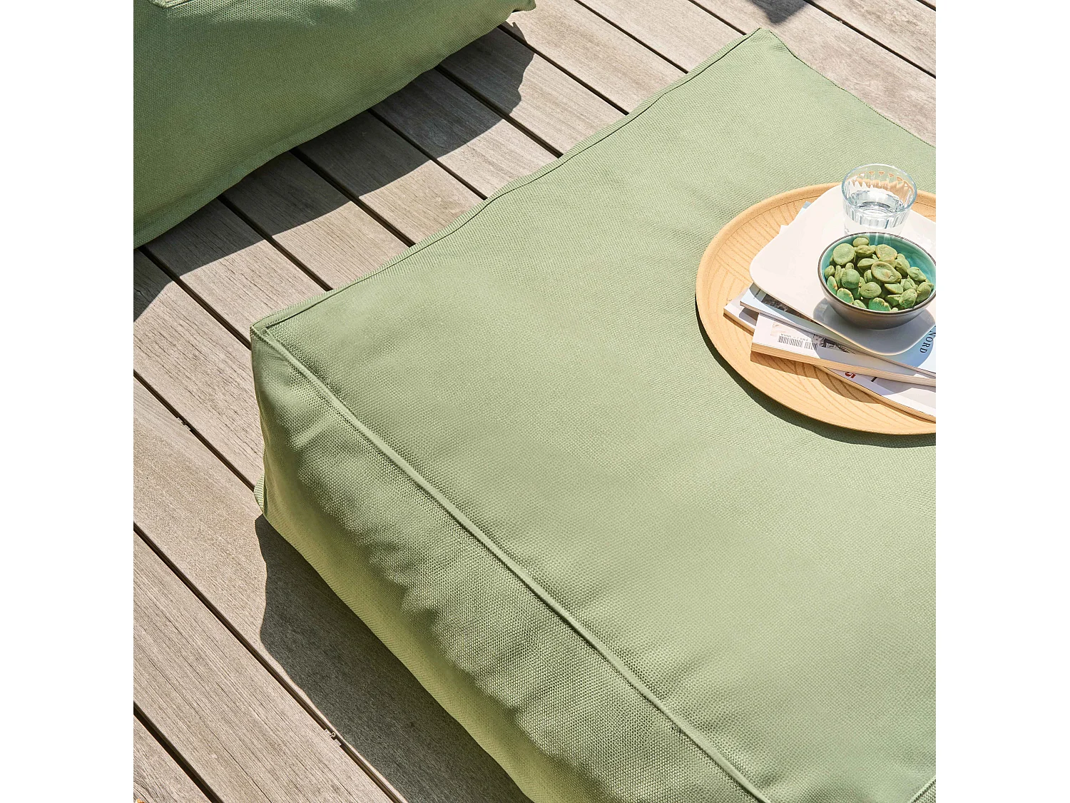 Pouf de jardin pour canapé modulable vert cactus