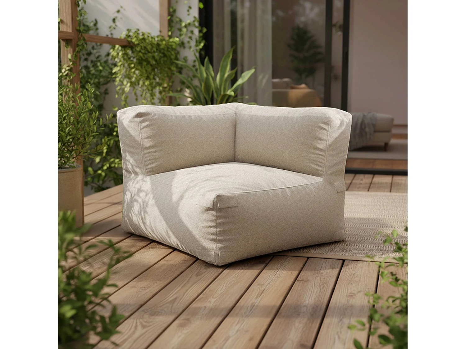 Fauteuil d'angle pour canapé modulable beige