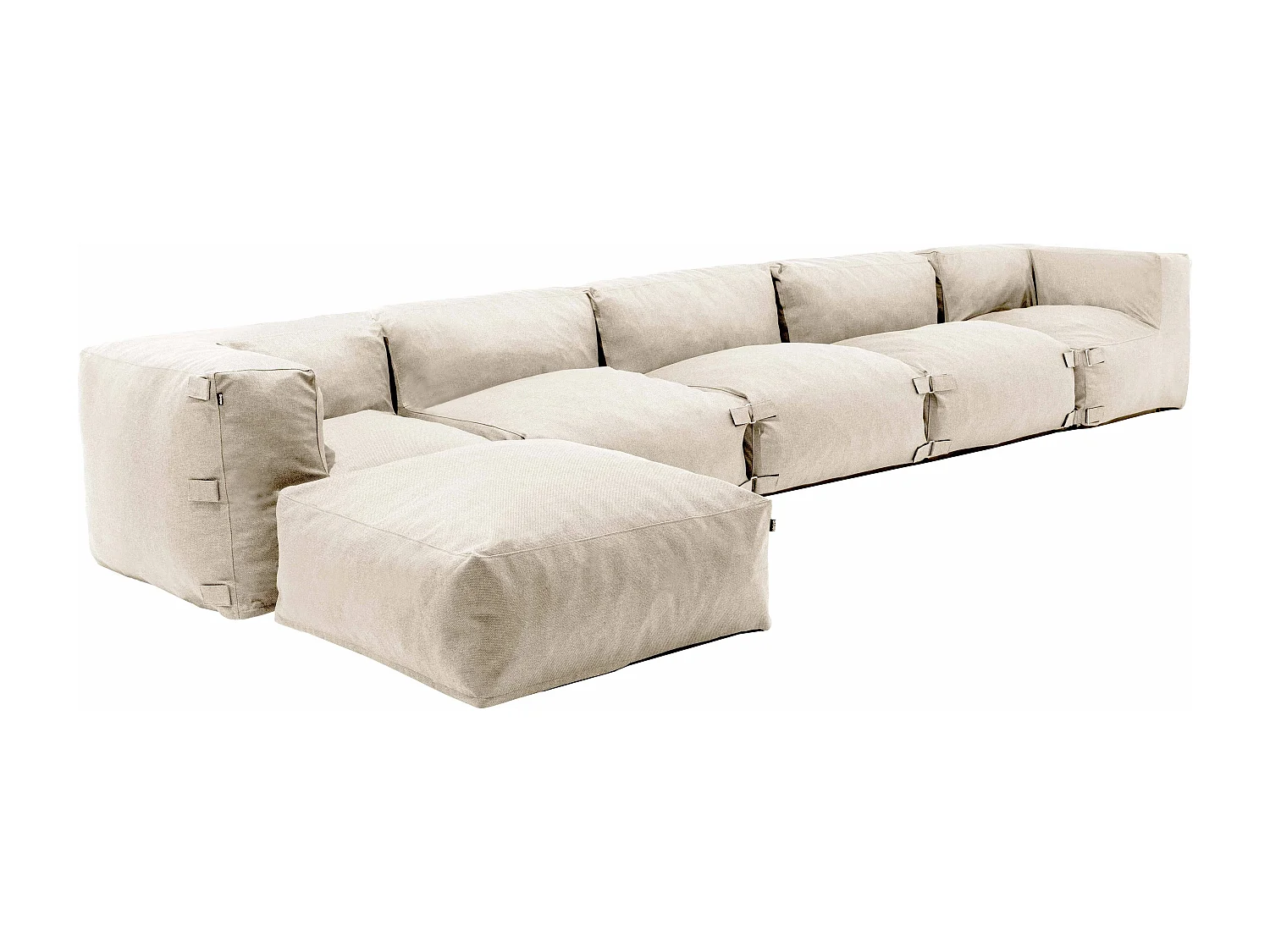 Canapé d'angle de jardin modulable 6 places beige