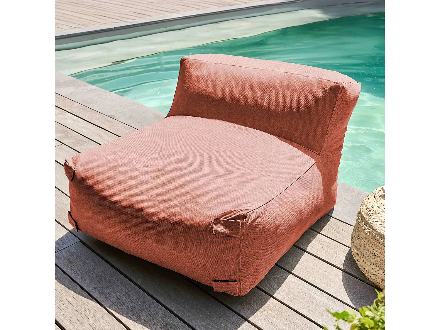 Canapé d'angle fixe modulable 4 places terracotta