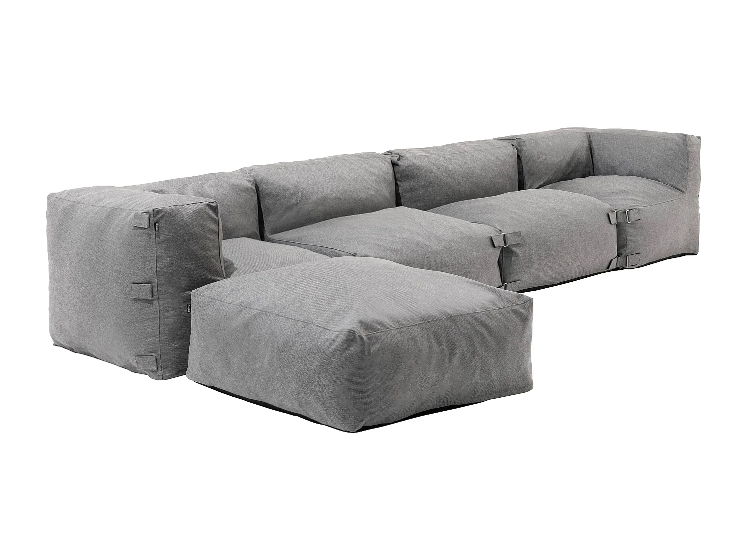 Canapé d'angle de jardin modulable 5 places gris