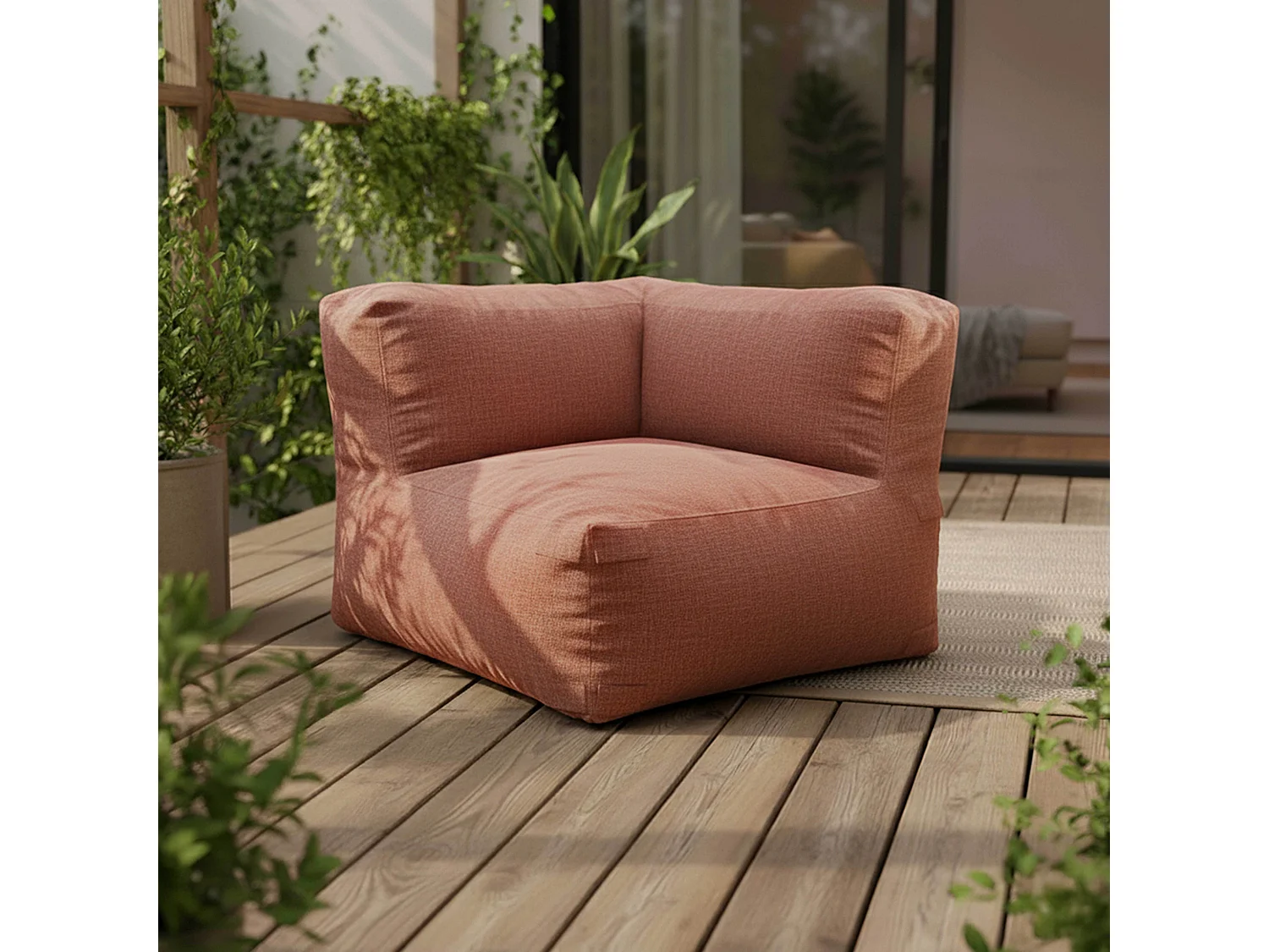 Fauteuil d'angle pour canapé modulable terracotta
