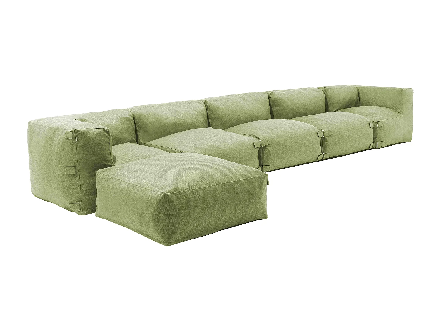 Canapé d'angle de jardin modulable 6 places vert cactus