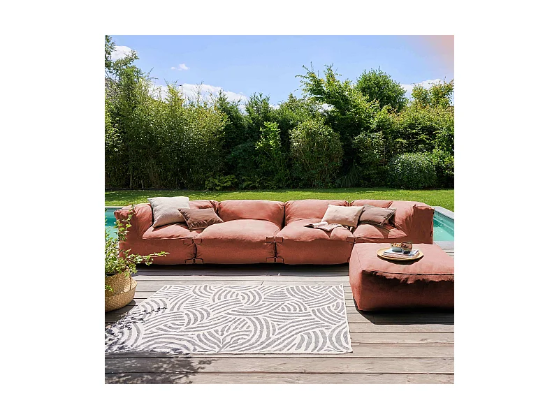 Canapé d'angle de jardin modulable 5 places terracotta