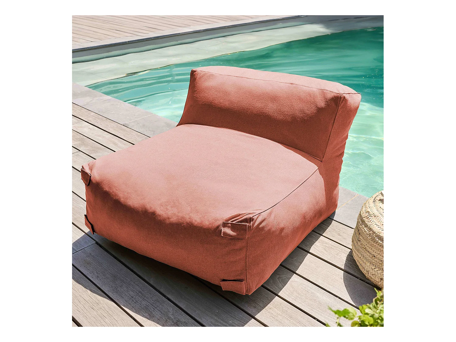 Canapé d'angle de jardin modulable 5 places terracotta