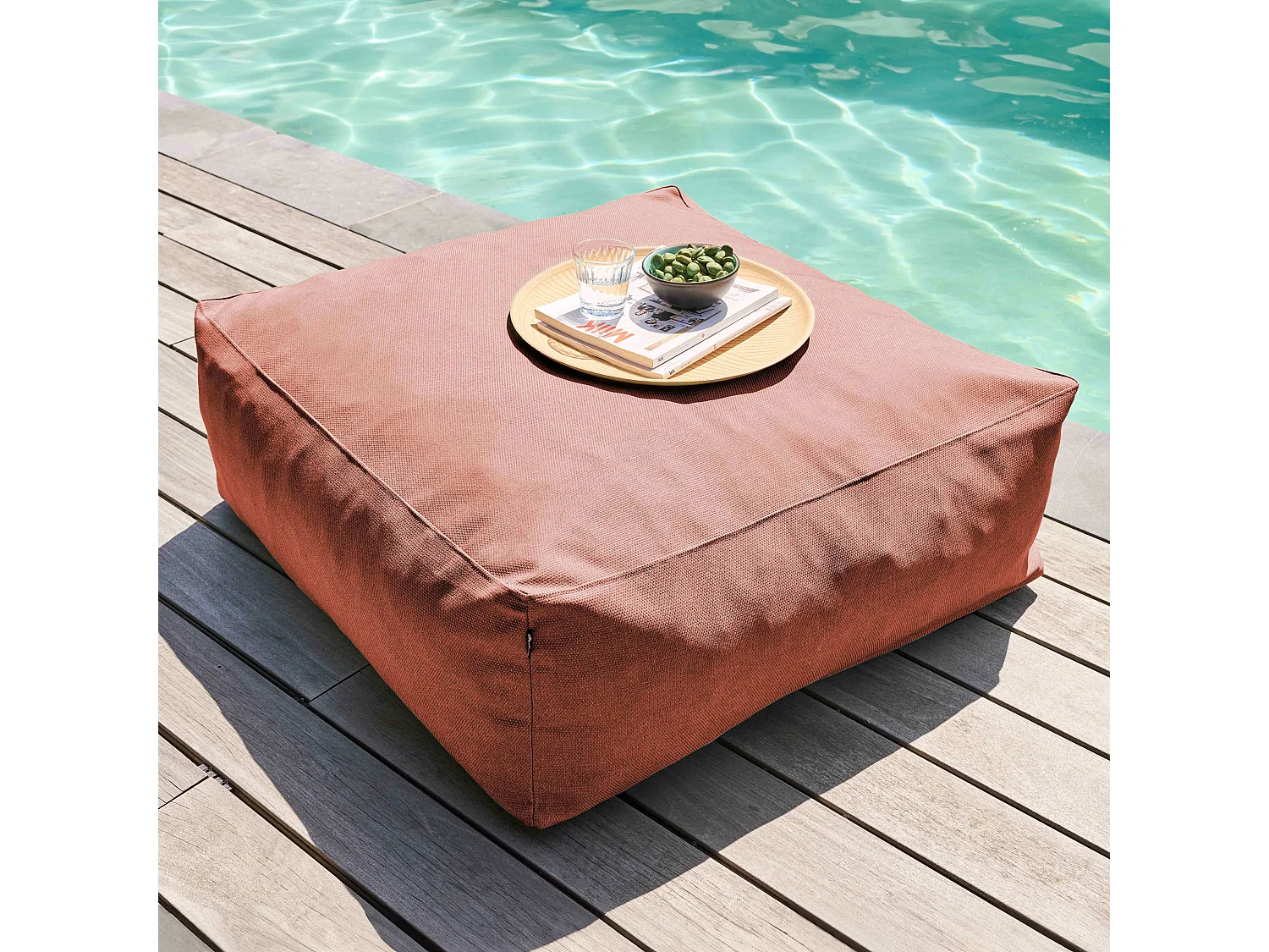 Canapé d'angle de jardin modulable 5 places terracotta