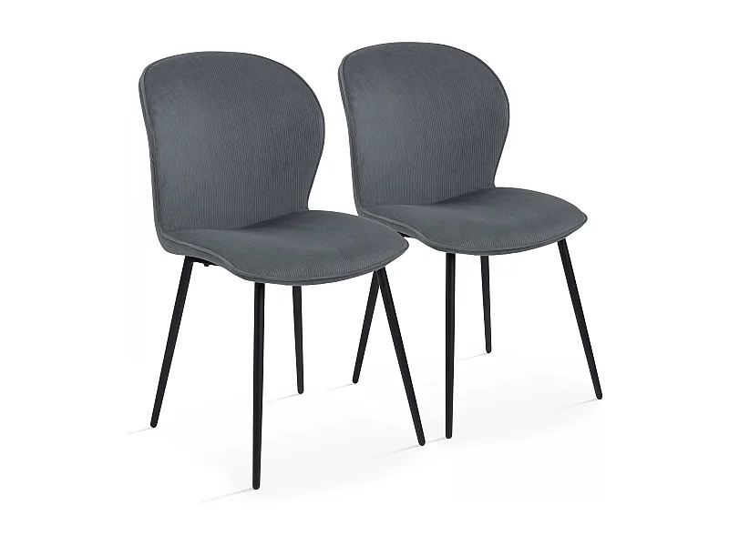 Lot de 2 chaises en velours côtelé gris