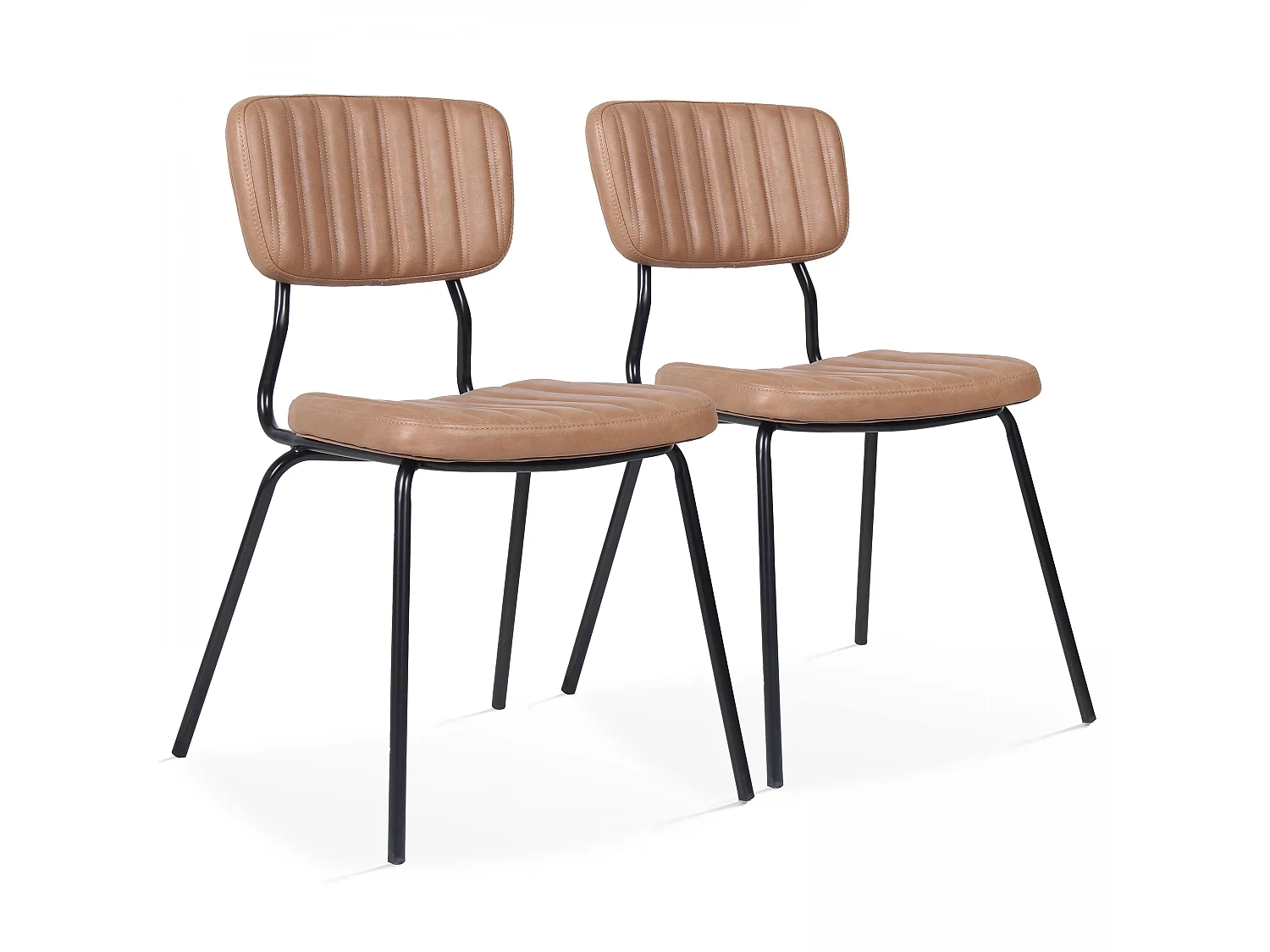 Set van 2 stoelen in lichtbruin gecoat textiel