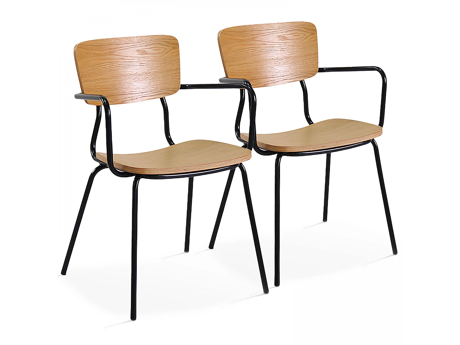 Set van 2 stoelen met houten armleuningen
