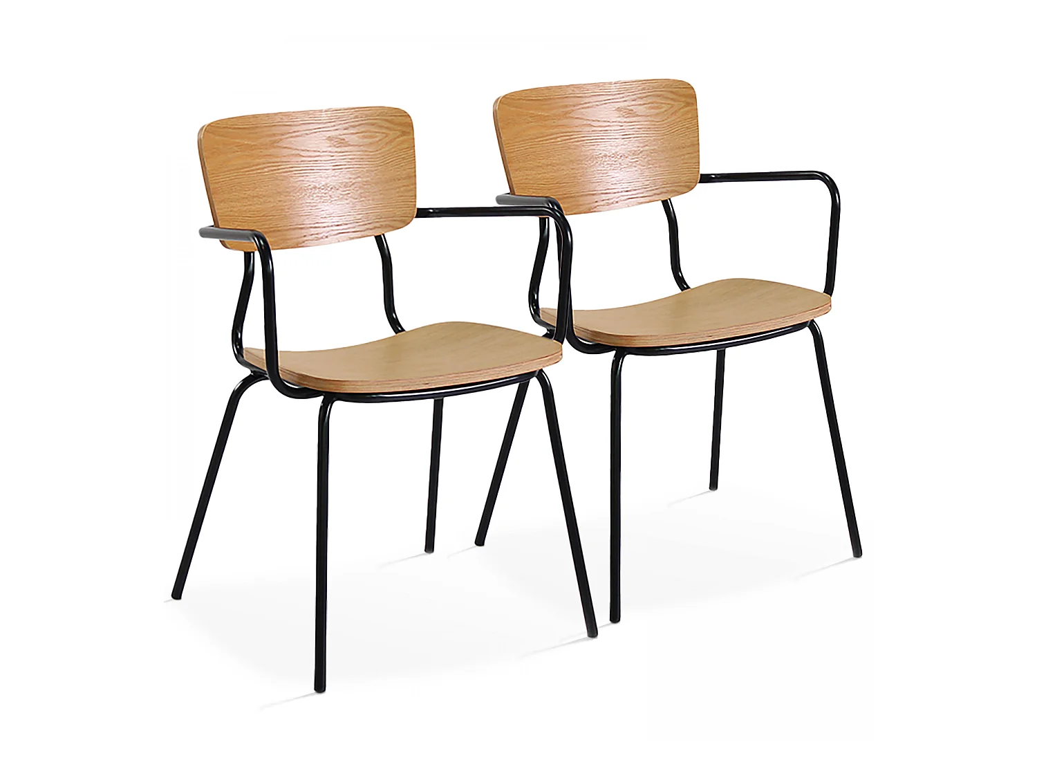 Lot de 2 chaises avec accoudoirs en bois