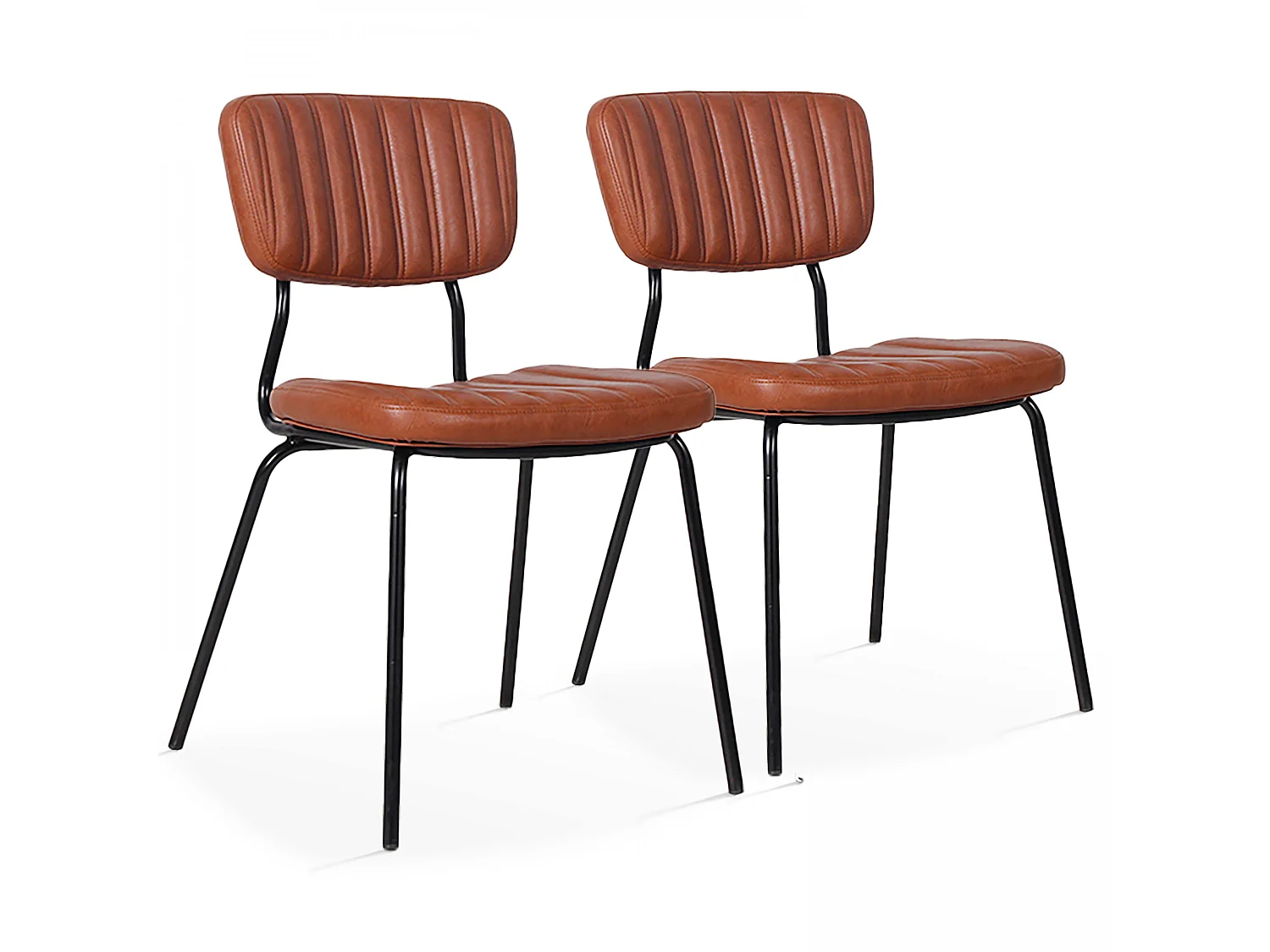 Lot de 2 chaises en textile enduit marron foncé