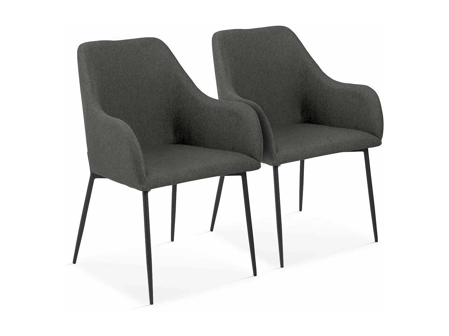 Set van 2 stoelen met armleuningen in grijze stof