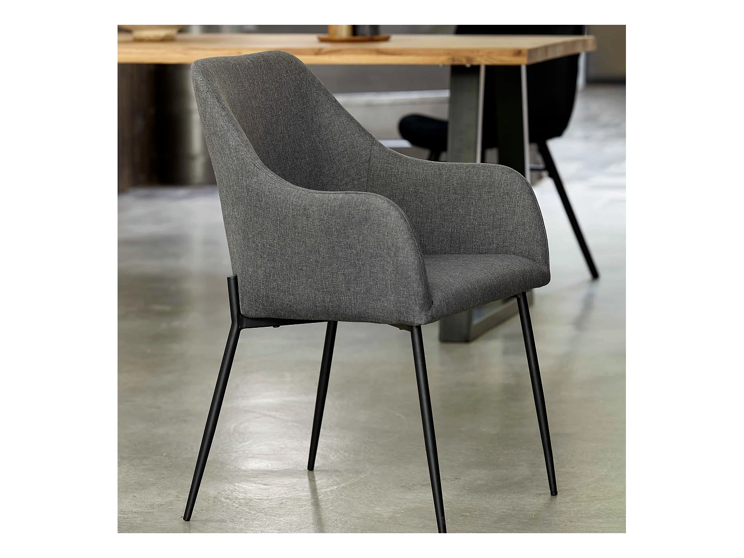 Lot de 2 chaises avec accoudoirs en tissu gris