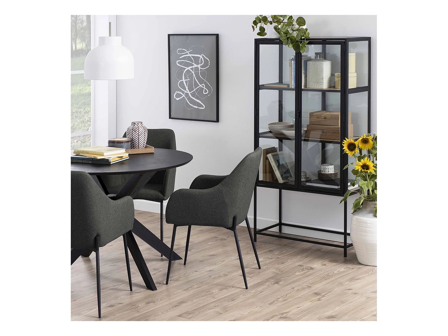 Lot de 2 chaises avec accoudoirs en tissu gris