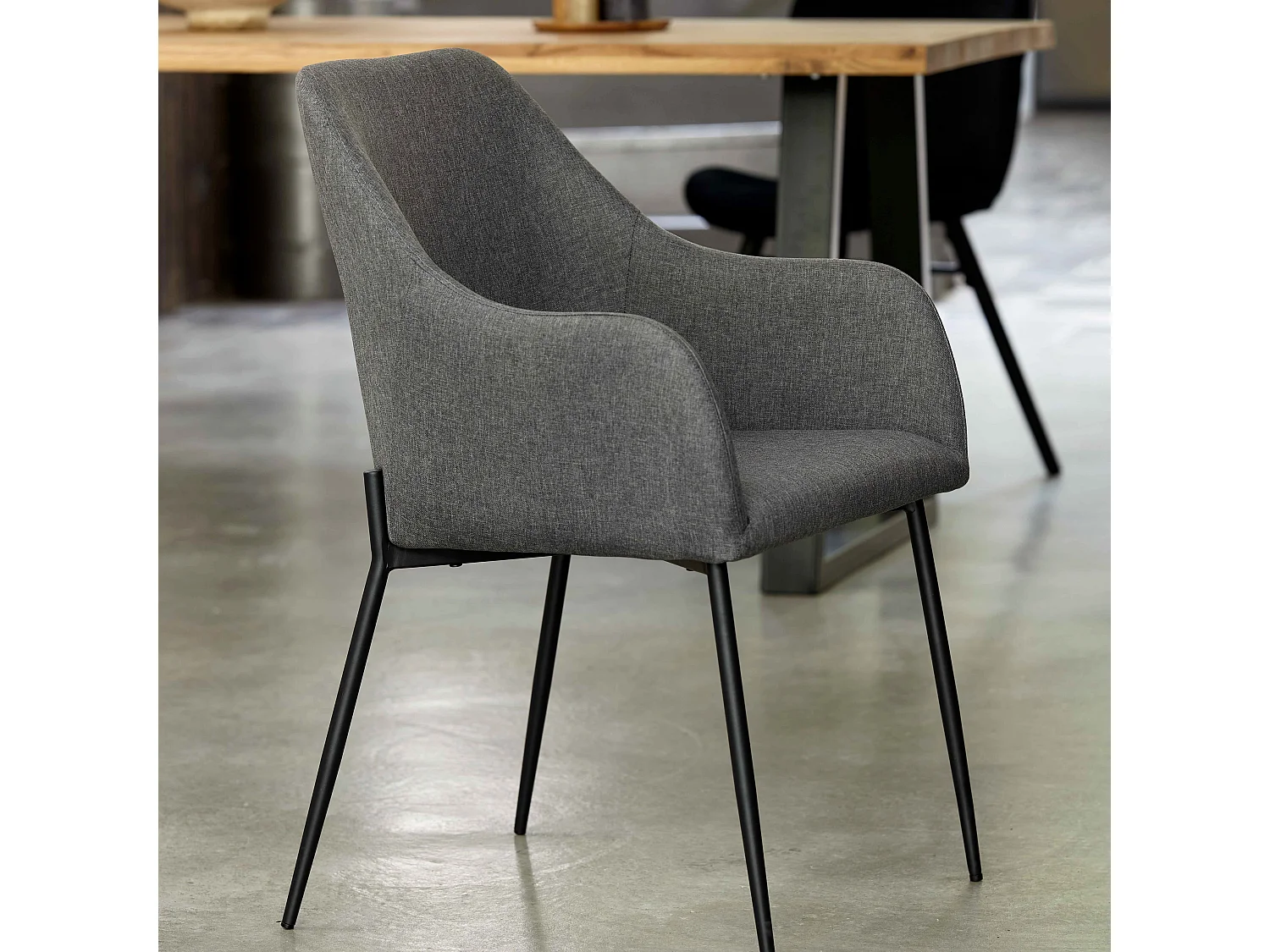 Lot de 2 chaises avec accoudoirs en tissu gris