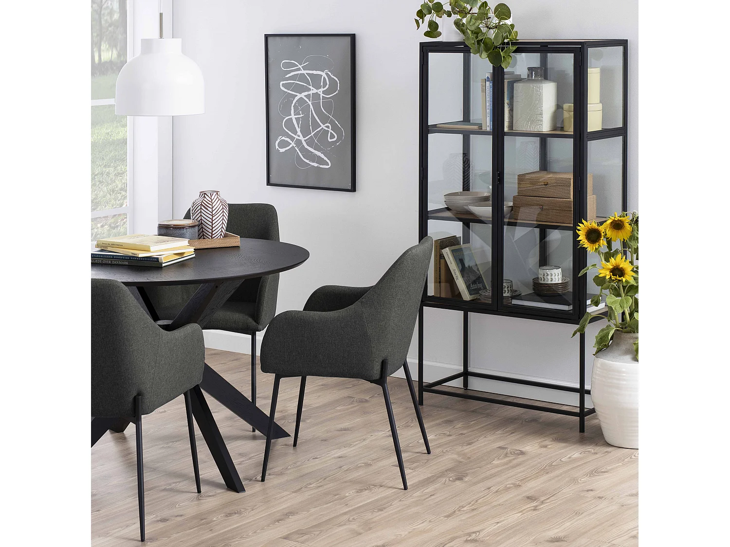 Lot de 2 chaises avec accoudoirs en tissu gris