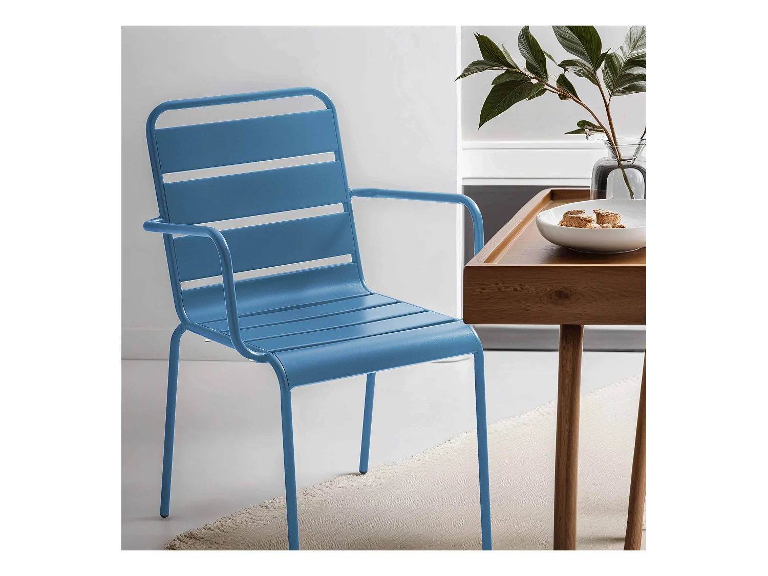 Fauteuil en métal bleu pacific - Palavas